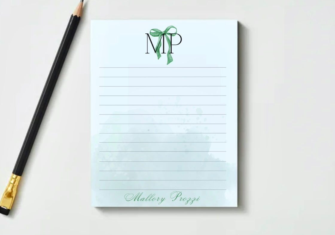 Mint Custom Notepad (Lined) | Personalized Minimal Stationery
