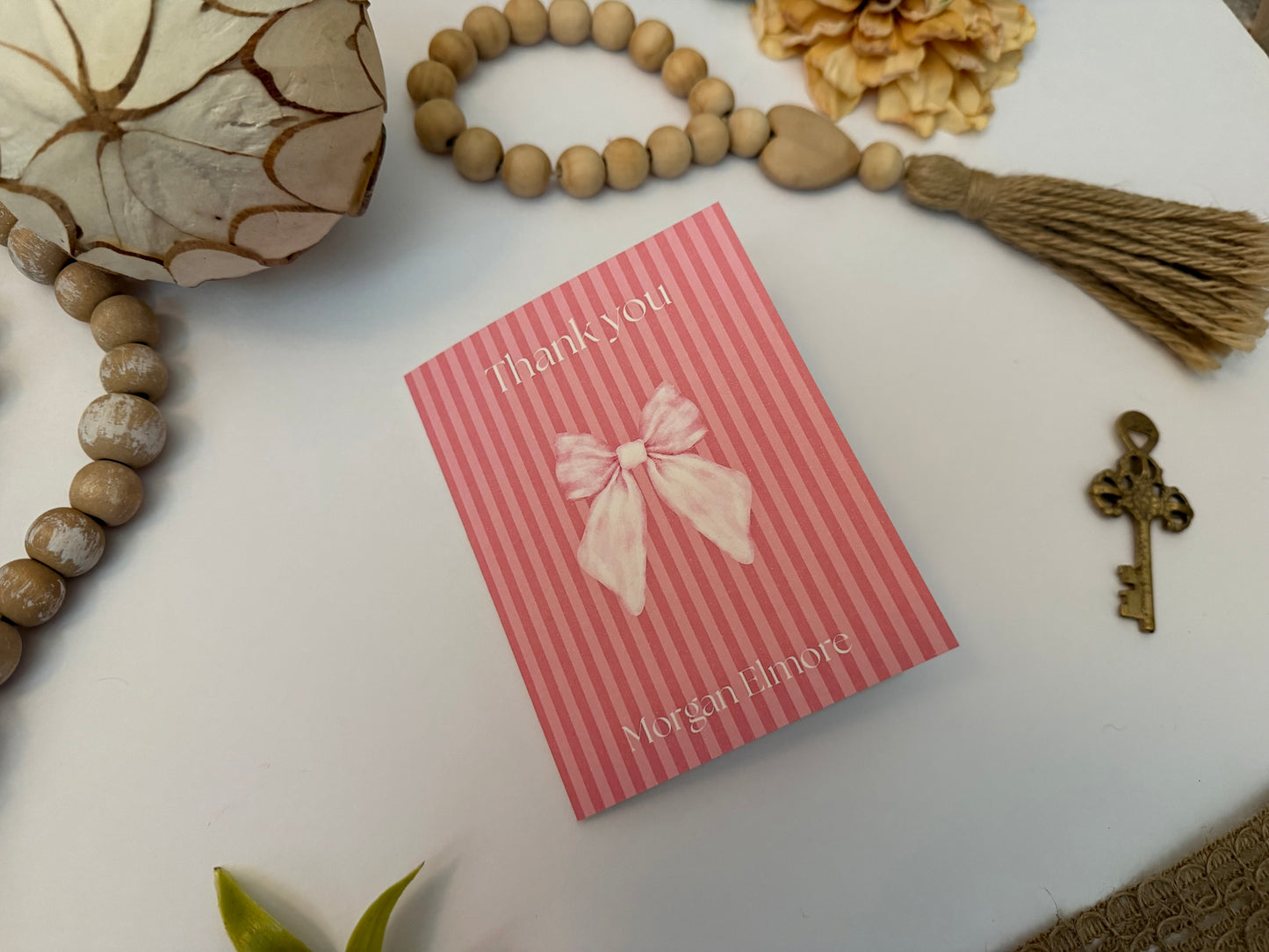 Pink Bow Personalized Thank You Cards