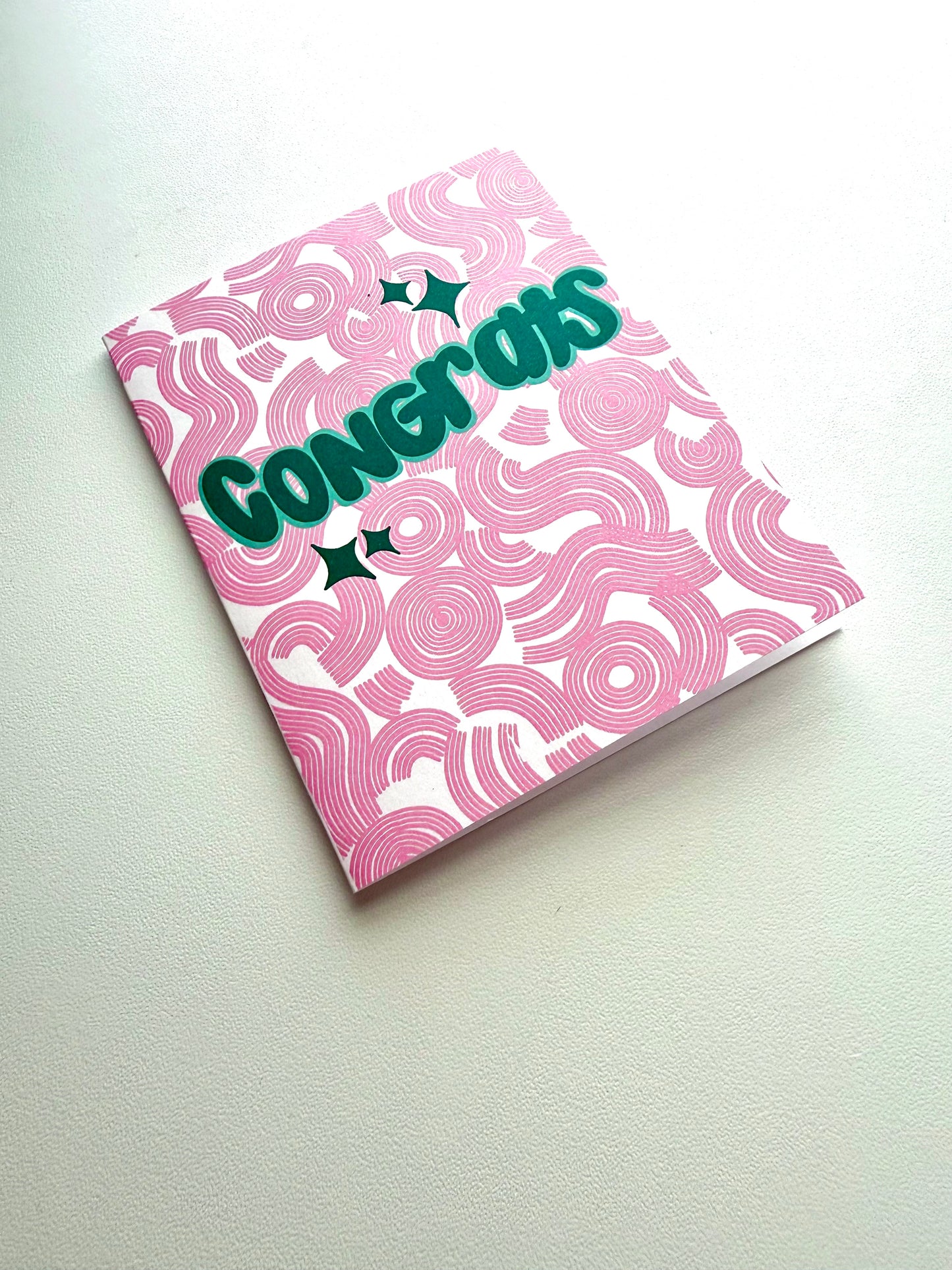 Pink & Teal Congrats Card | Bold Retro A2 Congratulations Greeting Card