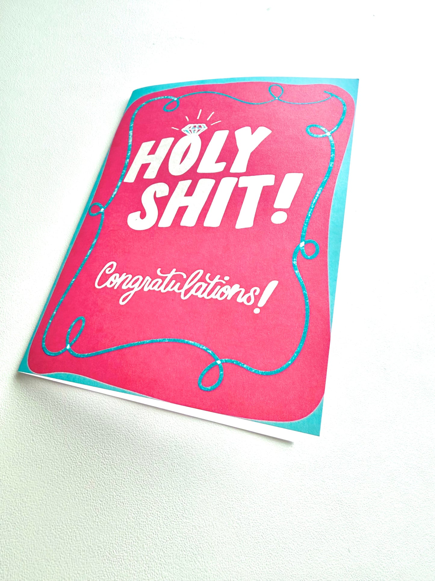 Funny Engagement Card – “Holy Sh*t! Congratulations!” | Bold Modern A2 Congrats Card