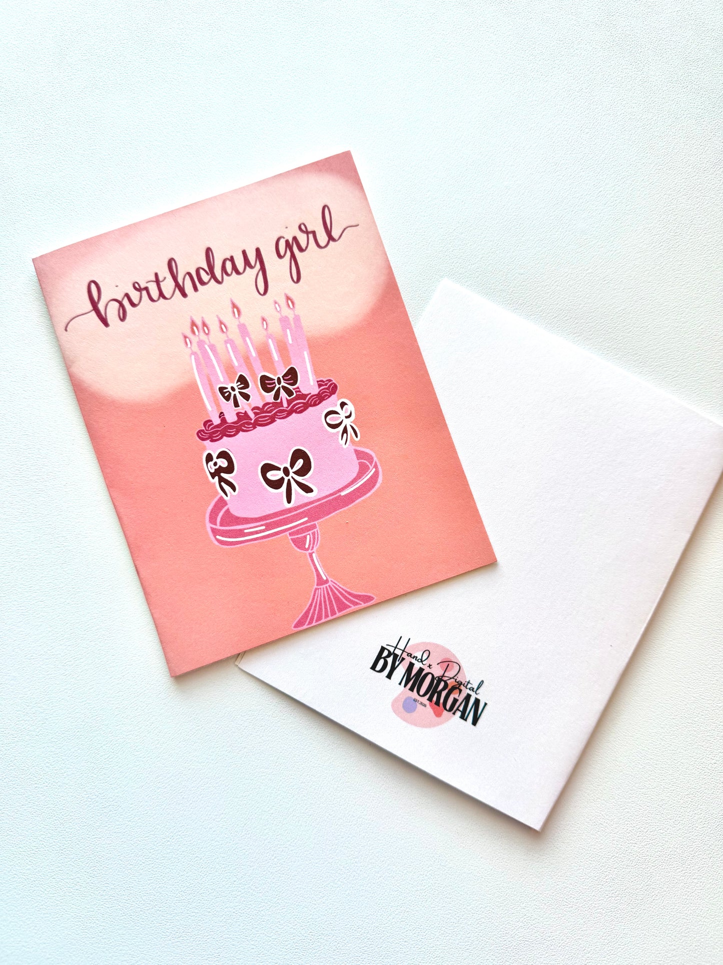 Birthday Girl Pink Cake Greeting Card | A2 Birthday Card with Envelope