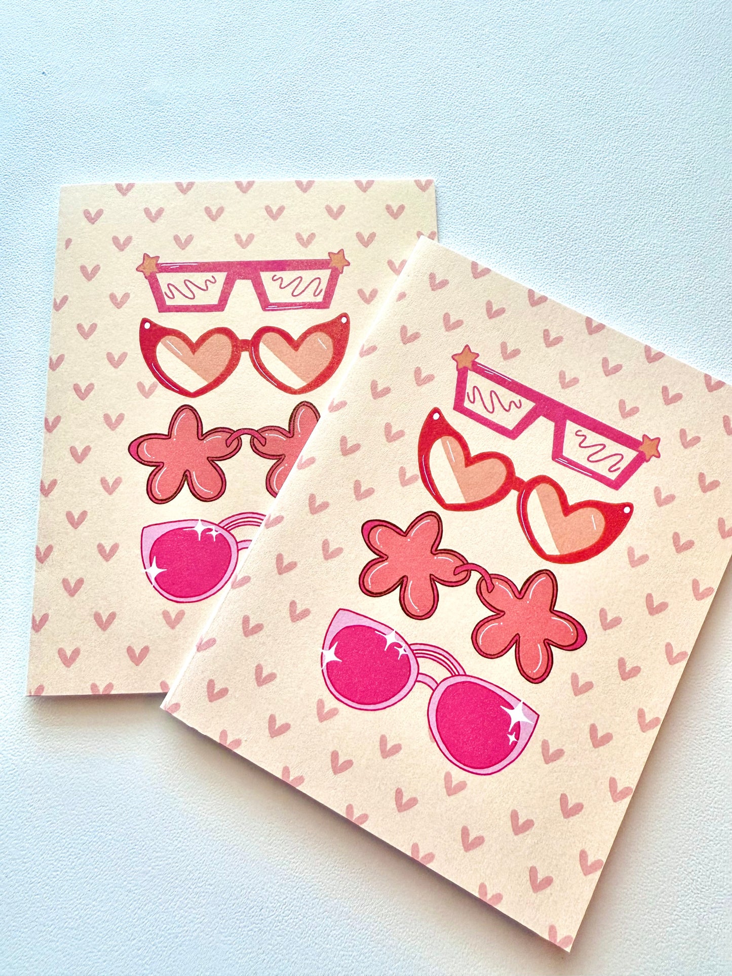Retro Sunnies Greeting Card Set | A2 Vintage Sunglasses Stationery with Envelopes