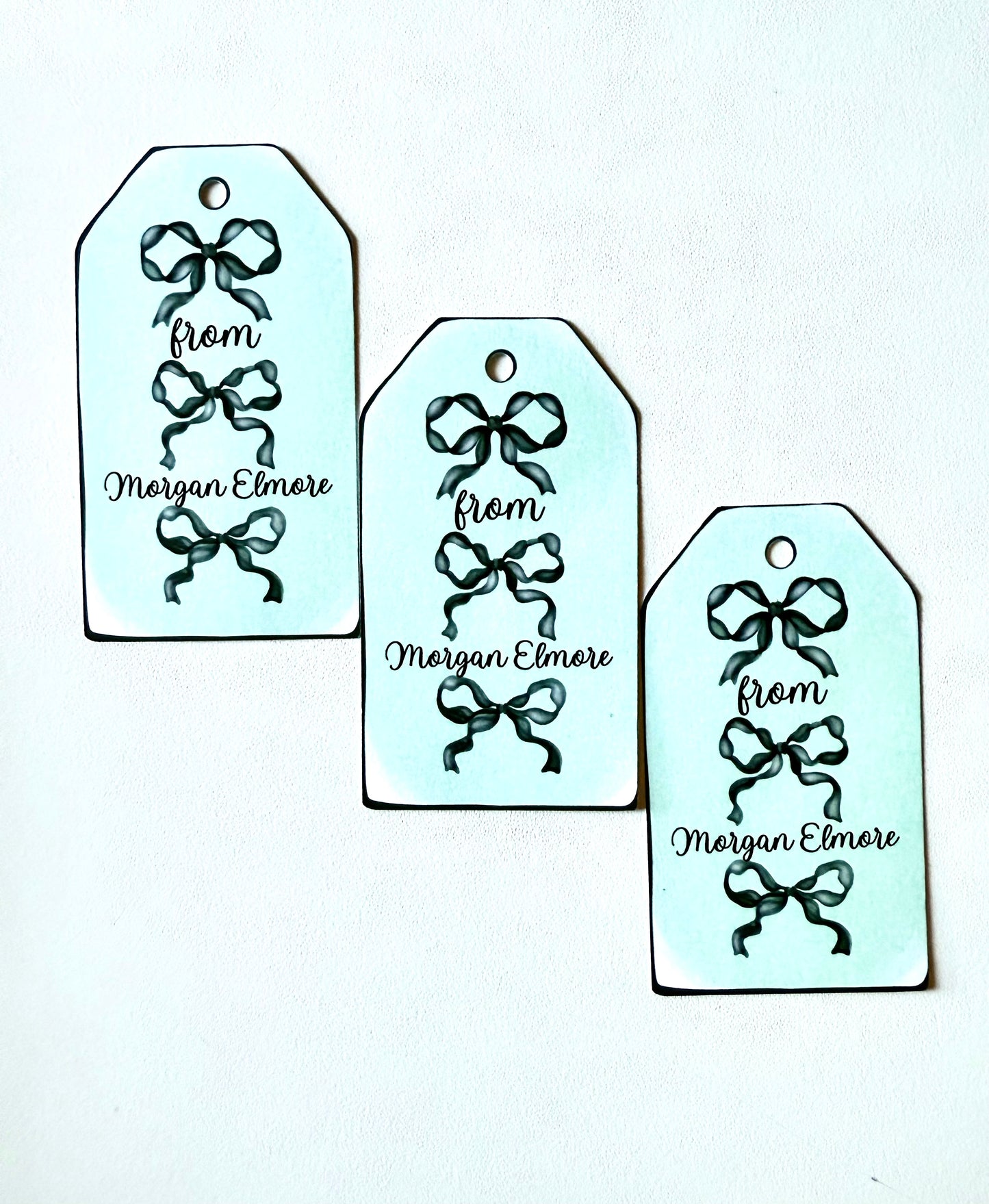 Mint Bow Gift Tags – Personalized Preppy Present Tags for Holidays & Birthdays