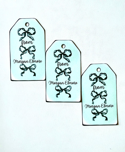Mint Bow Gift Tags – Personalized Preppy Present Tags for Holidays & Birthdays