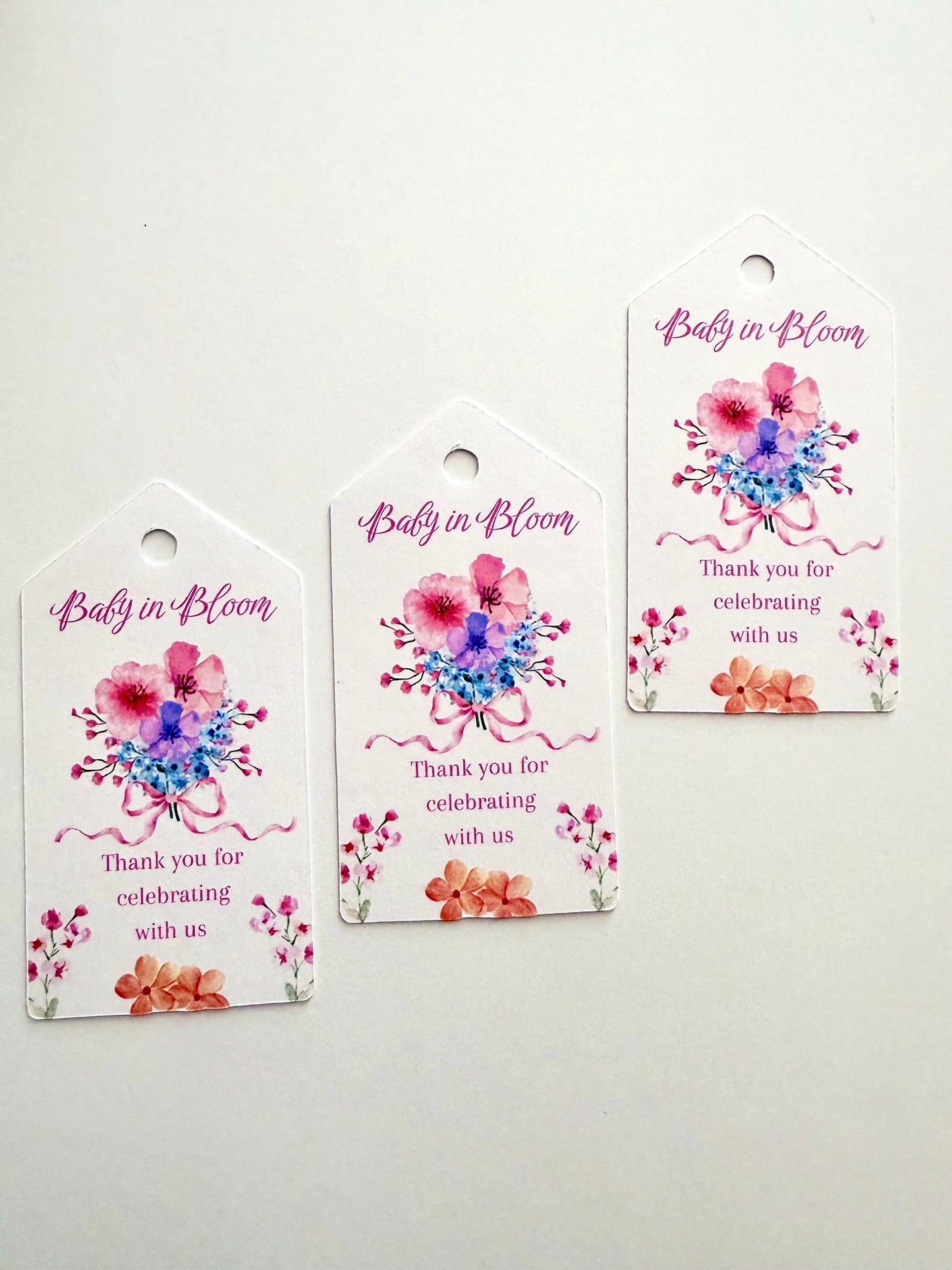 Baby In Bloom Gift Tags – Floral Baby Shower Favor Tags (45 Count)