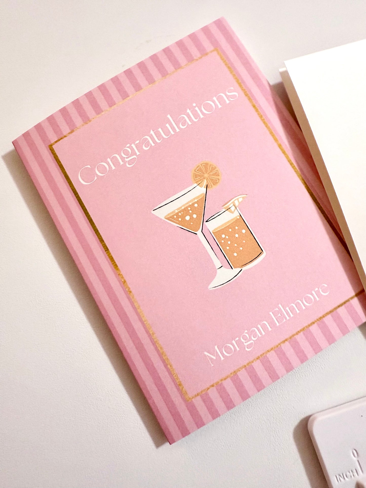 Personalized Celebration Cocktail Card Set | Custom A2 Congrats Stationery with Drink Illustration