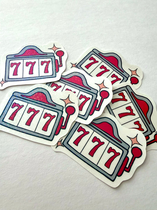 Holographic 777 Slot Machine Sticker | Lucky Casino Aesthetic Vinyl Decal