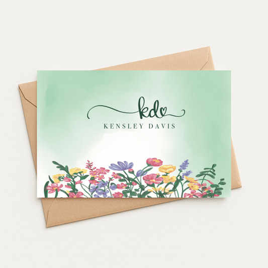 Watercolor Floral A2 Greeting Card – Elegant Blank Note Card with Envelope
