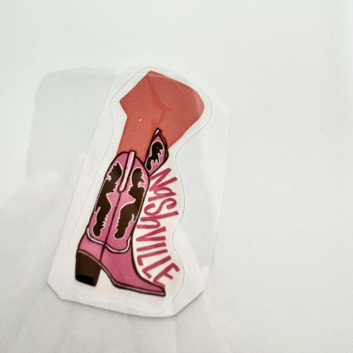 Nashville Cowgirl Boot Sticker | Pink Western Country Vinyl Sticker