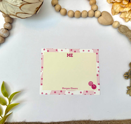 Pink Smiley Face Desk Stationery | Custom Note Sheets