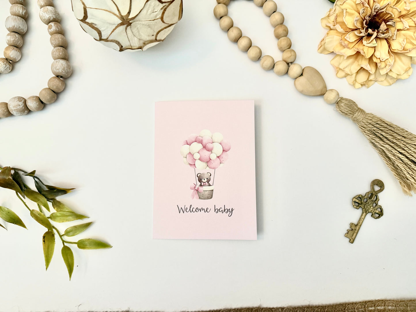 Welcome Baby Card | Sweet Teddy Bear A2 Baby Shower Greeting Card