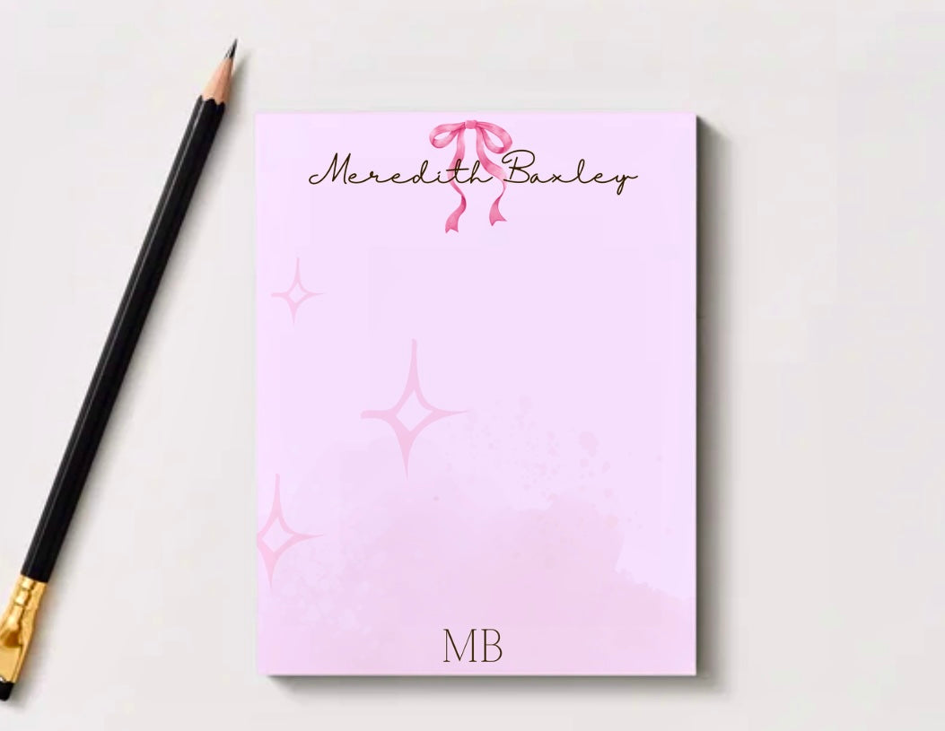 Pink Custom Notepad (unlined)| Personalized Minimal Stationery Sheets