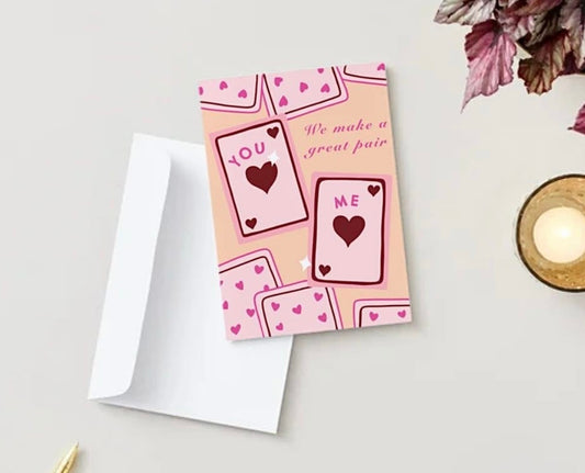 Cute “A Great Pair” A2 Greeting Card – Funny Romantic or Friendship Card with Envelope