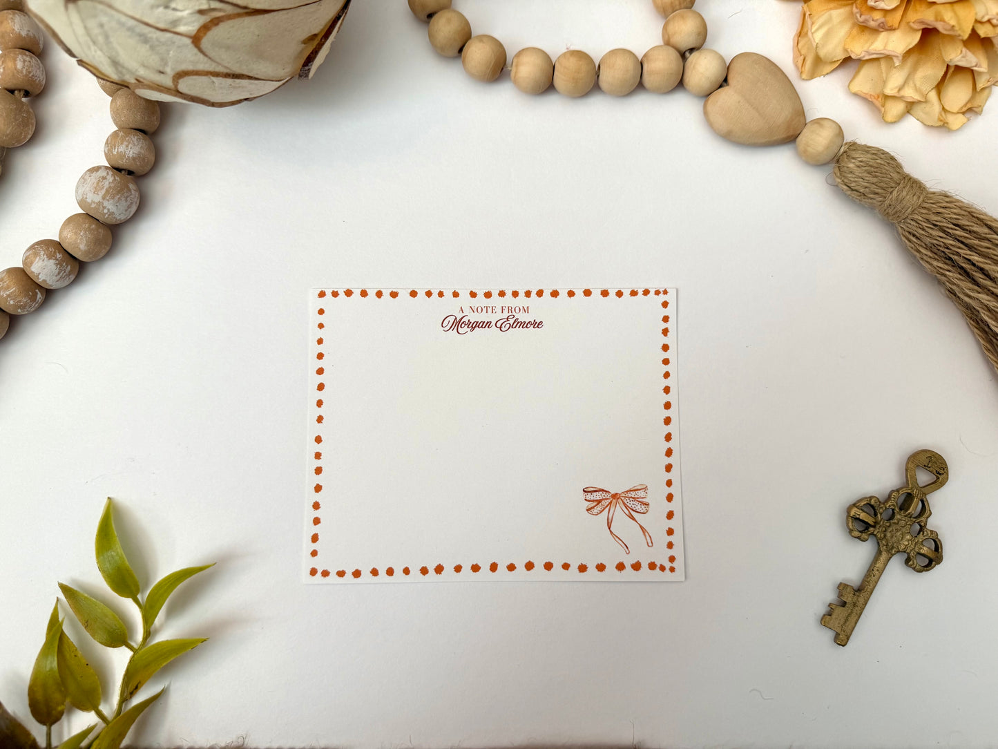 Orange Polka Dot Desk Stationery | Custom Note Sheets