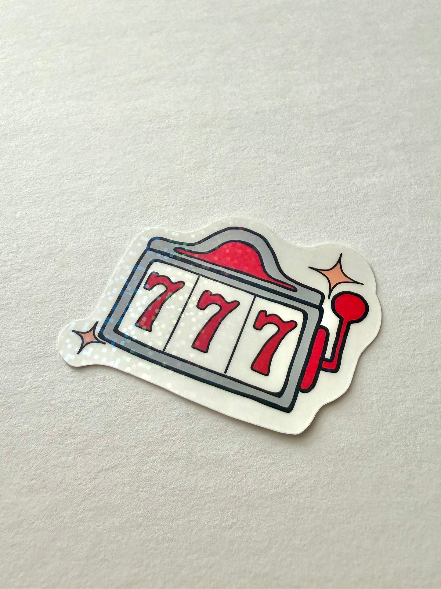 Holographic 777 Slot Machine Sticker | Lucky Casino Aesthetic Vinyl Decal