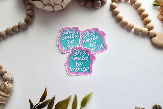 Sh*t Could Be Worse” Sticker | Funny Sarcastic Positive Quote Vinyl Decal