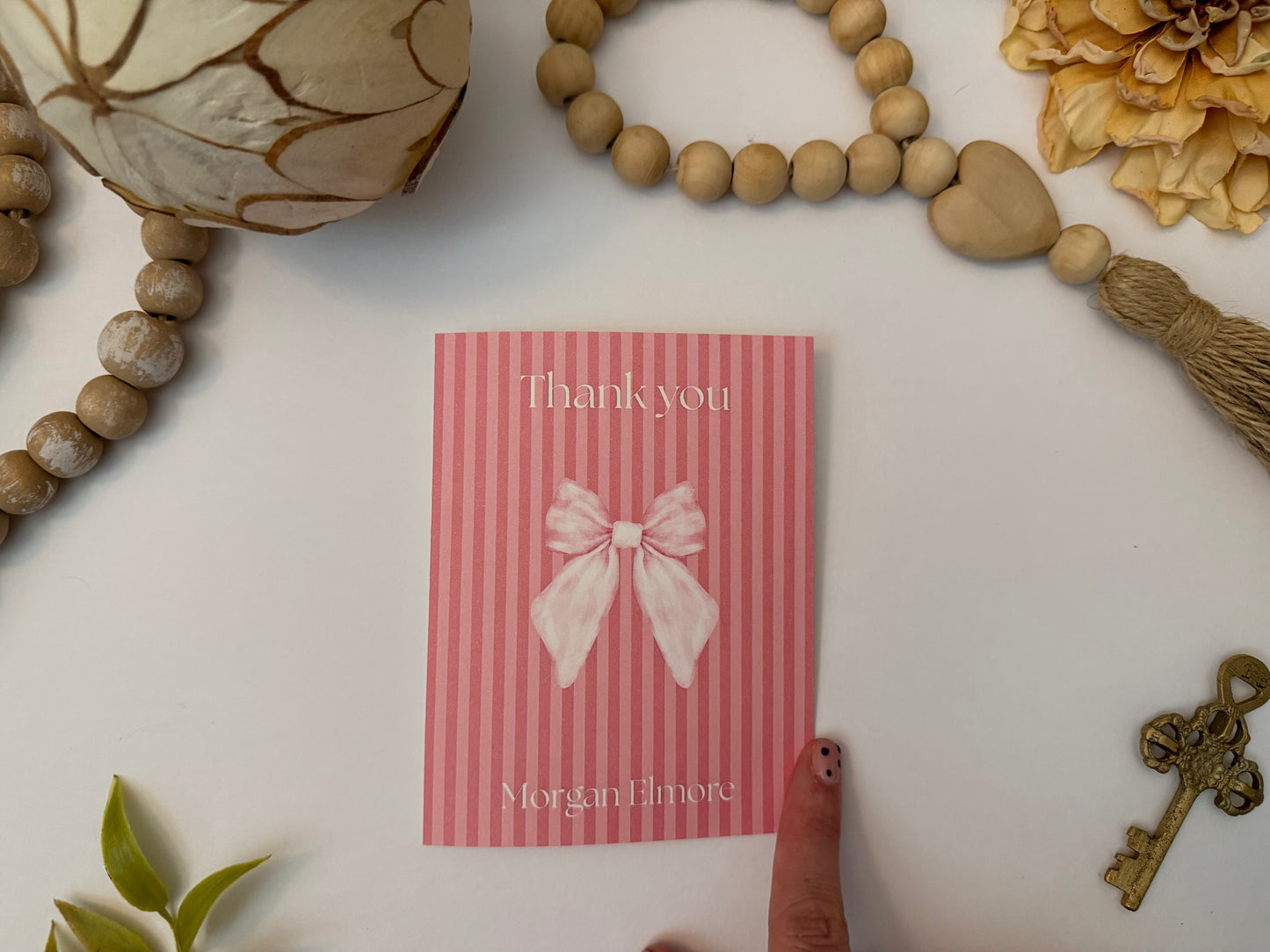Pink Bow Personalized Thank You Cards