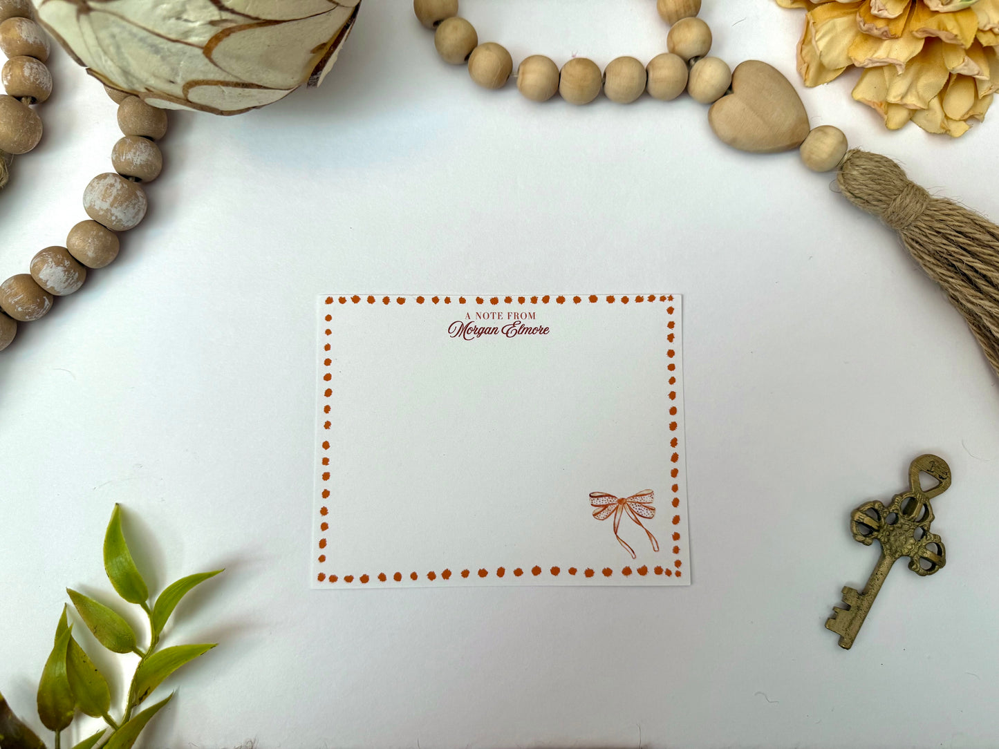 Orange Polka Dot Desk Stationery | Custom Note Sheets