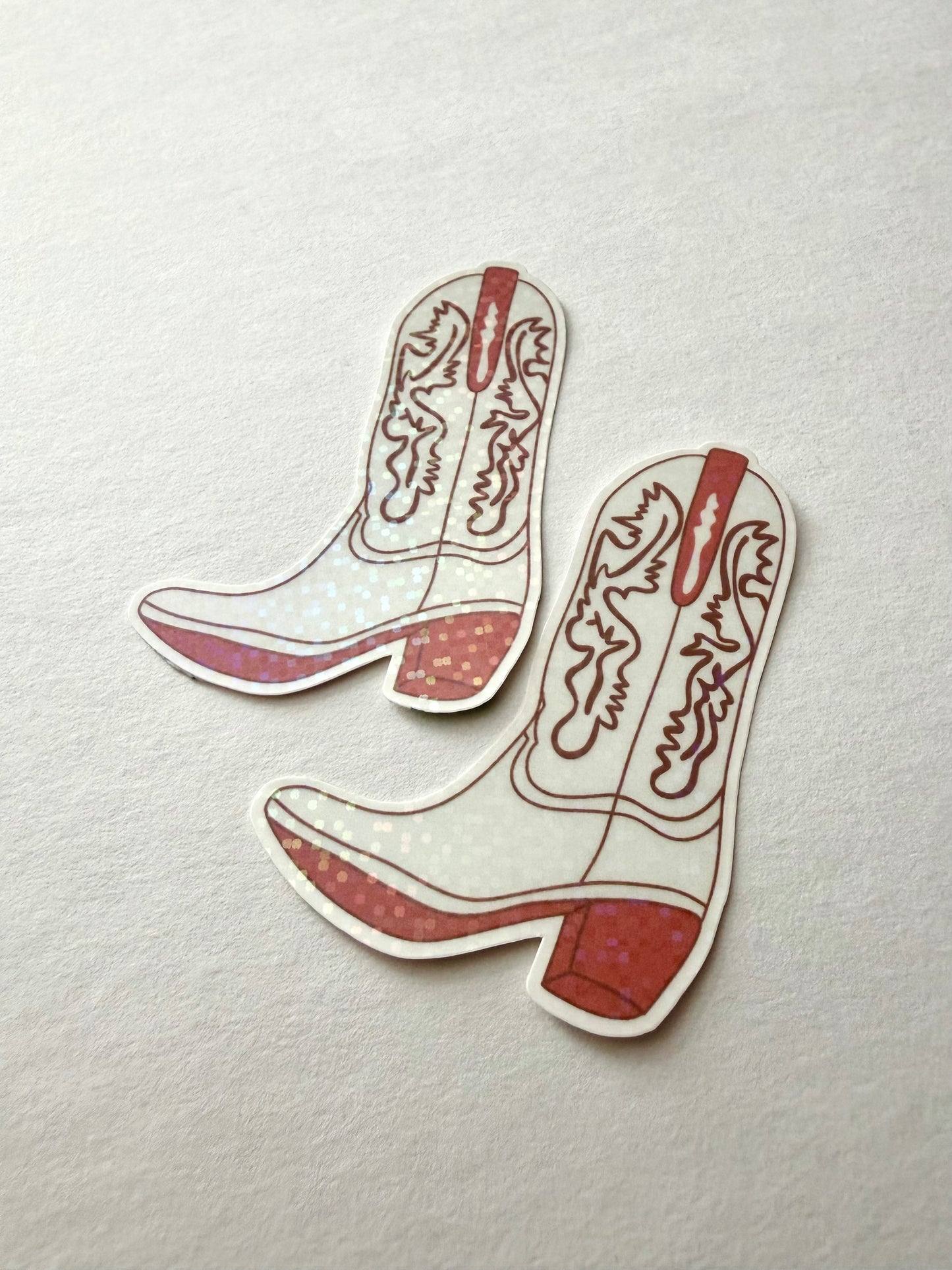 Holographic Cowgirl Boot Sticker | Western Aesthetic Sparkle Vinyl Decal