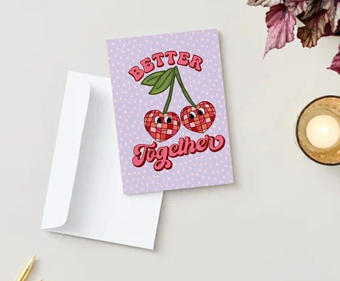 Better Together Greeting Card – Cute Love & Friendship A2 Card with Envelope