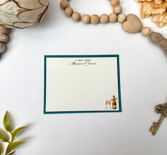 Champagne Bottle Desk Stationery | Custom Note Sheets