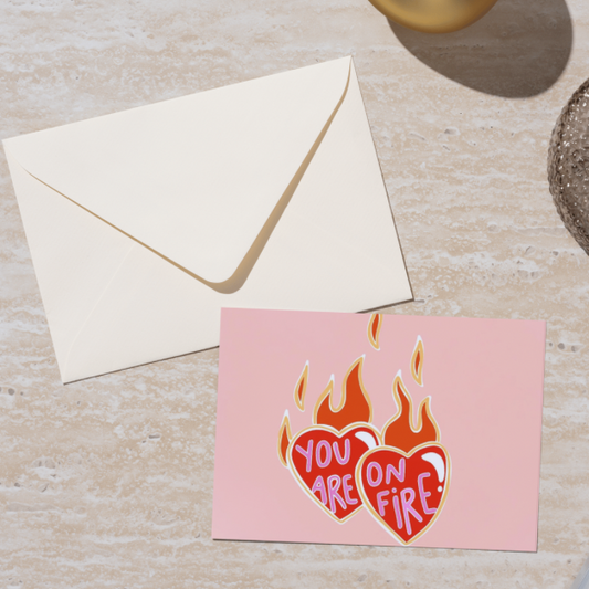 “On Fire” Congratulations A2 Greeting Card – Motivational Celebration Card with Envelope