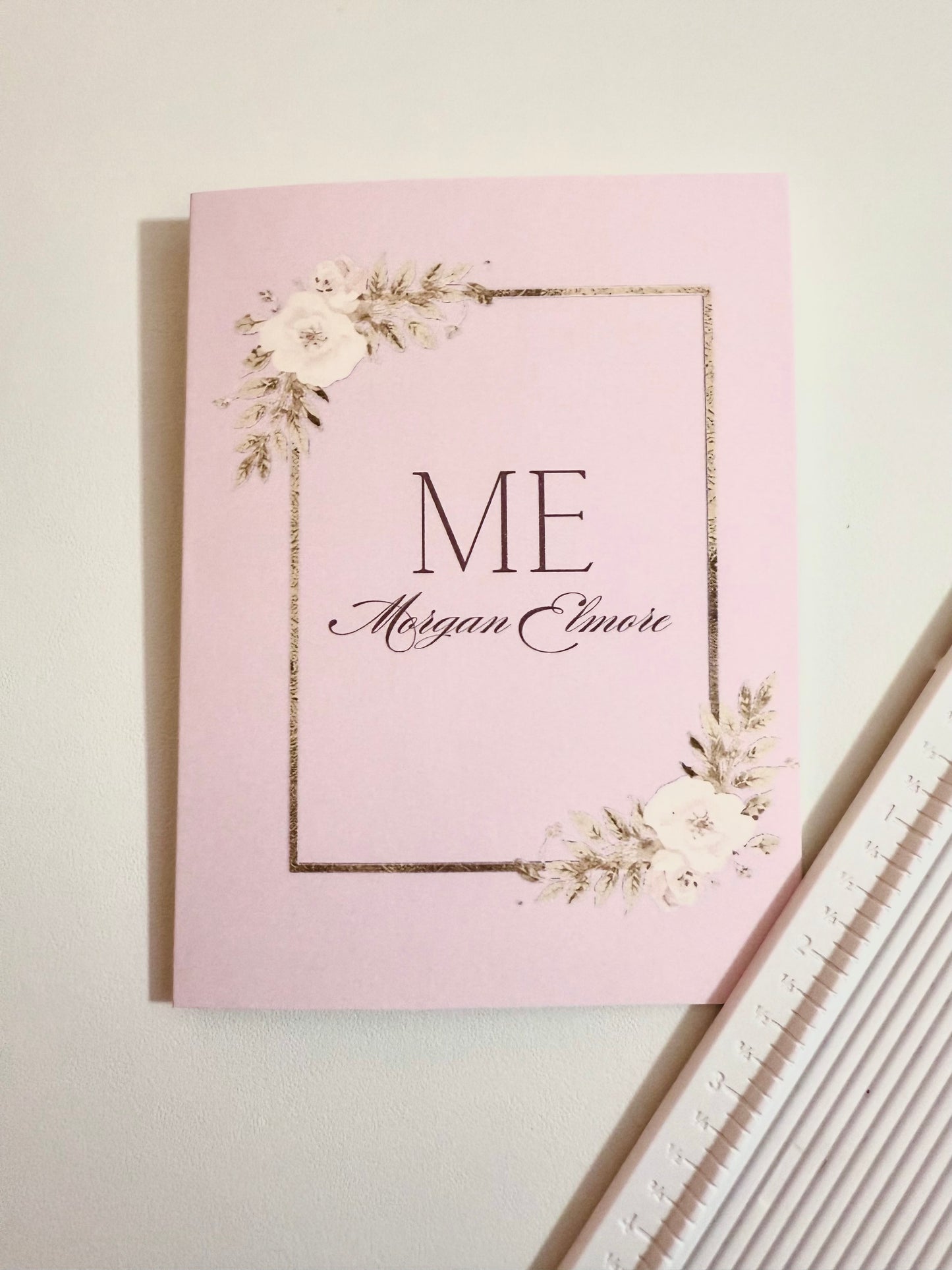 Personalized Floral Frame Card Set | Elegant Custom A2 Stationery with Name (15–50 Cards)
