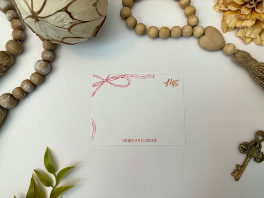 Corner Bow Desk Stationery | Custom Note Sheets