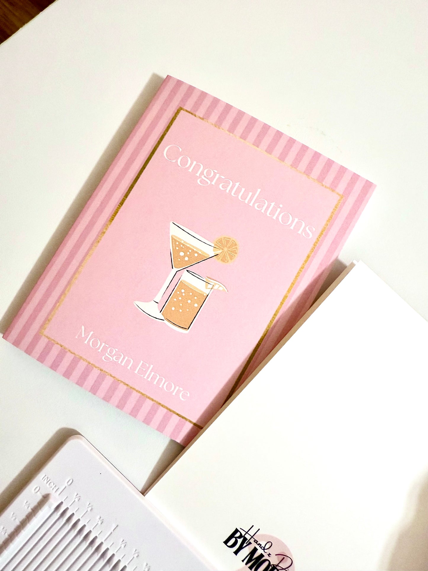 Personalized Celebration Cocktail Card Set | Custom A2 Congrats Stationery with Drink Illustration