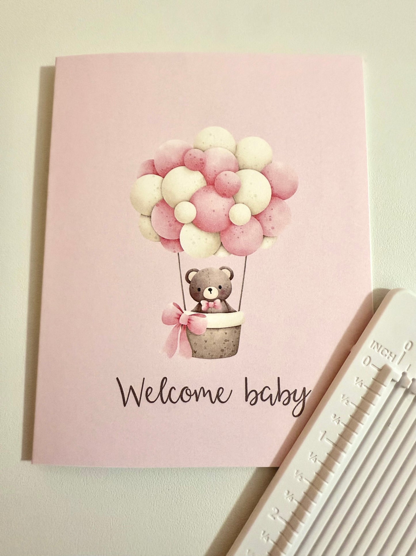 Welcome Baby Card | Sweet Teddy Bear A2 Baby Shower Greeting Card