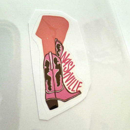 Nashville Cowgirl Boot Sticker | Pink Western Country Vinyl Sticker
