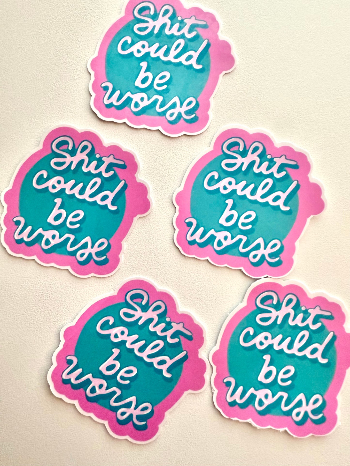 Sh*t Could Be Worse” Sticker | Funny Sarcastic Positive Quote Vinyl Decal