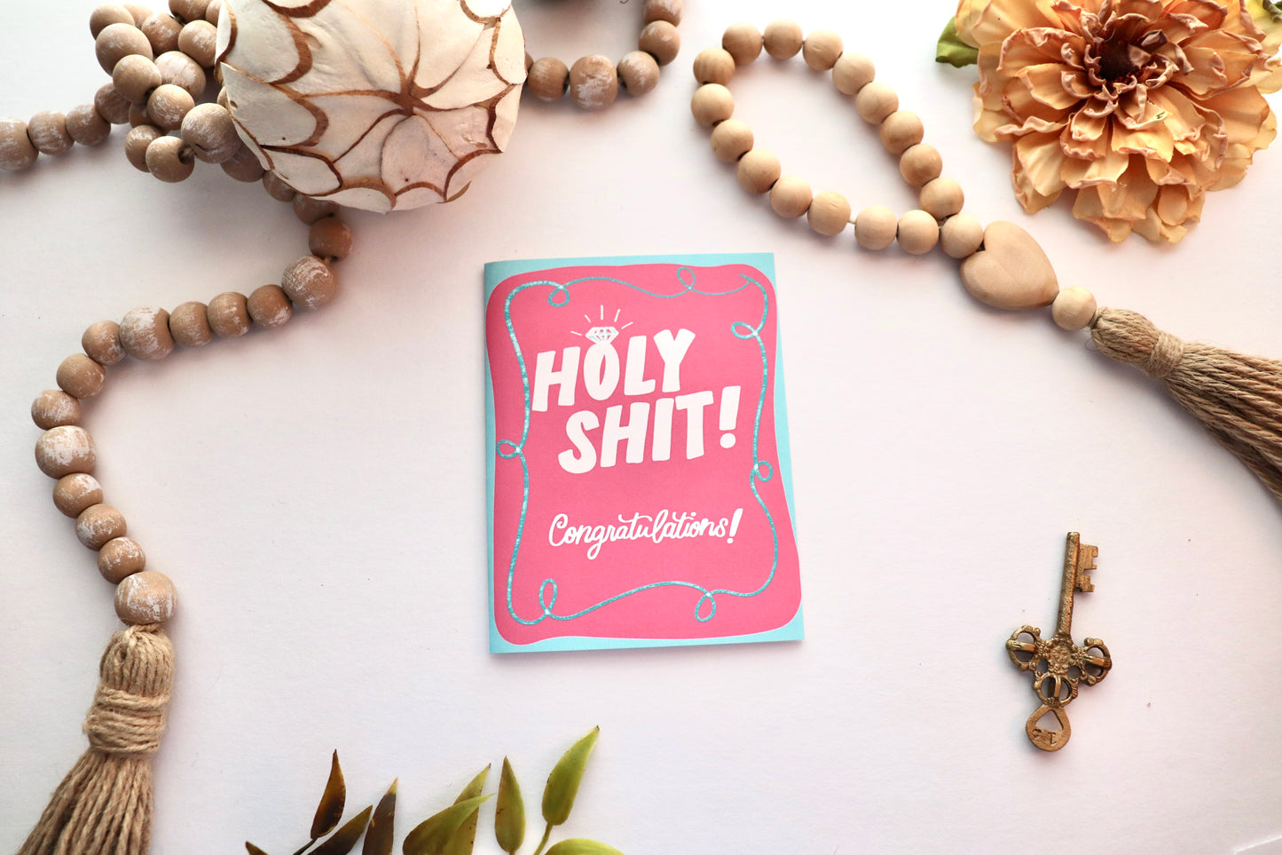 Funny Engagement Card – “Holy Sh*t! Congratulations!” | Bold Modern A2 Congrats Card