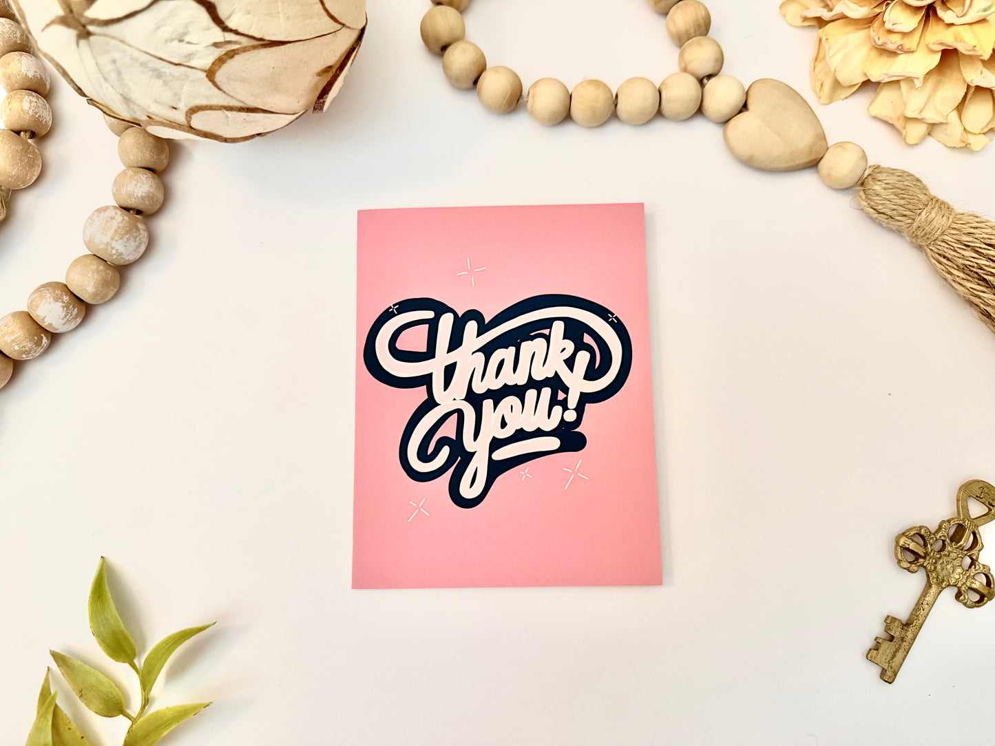 Retro Generic Thank You Card Set | A2 Vintage Flower Stationery (15–30 Cards with Envelopes)
