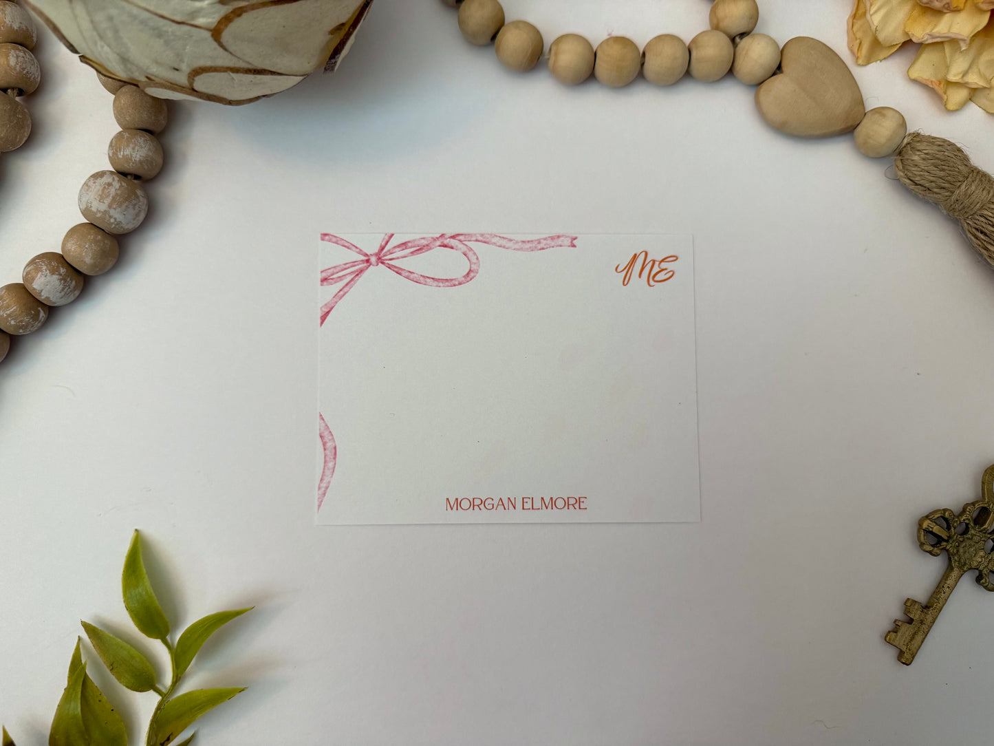 Corner Bow Desk Stationery | Custom Note Sheets
