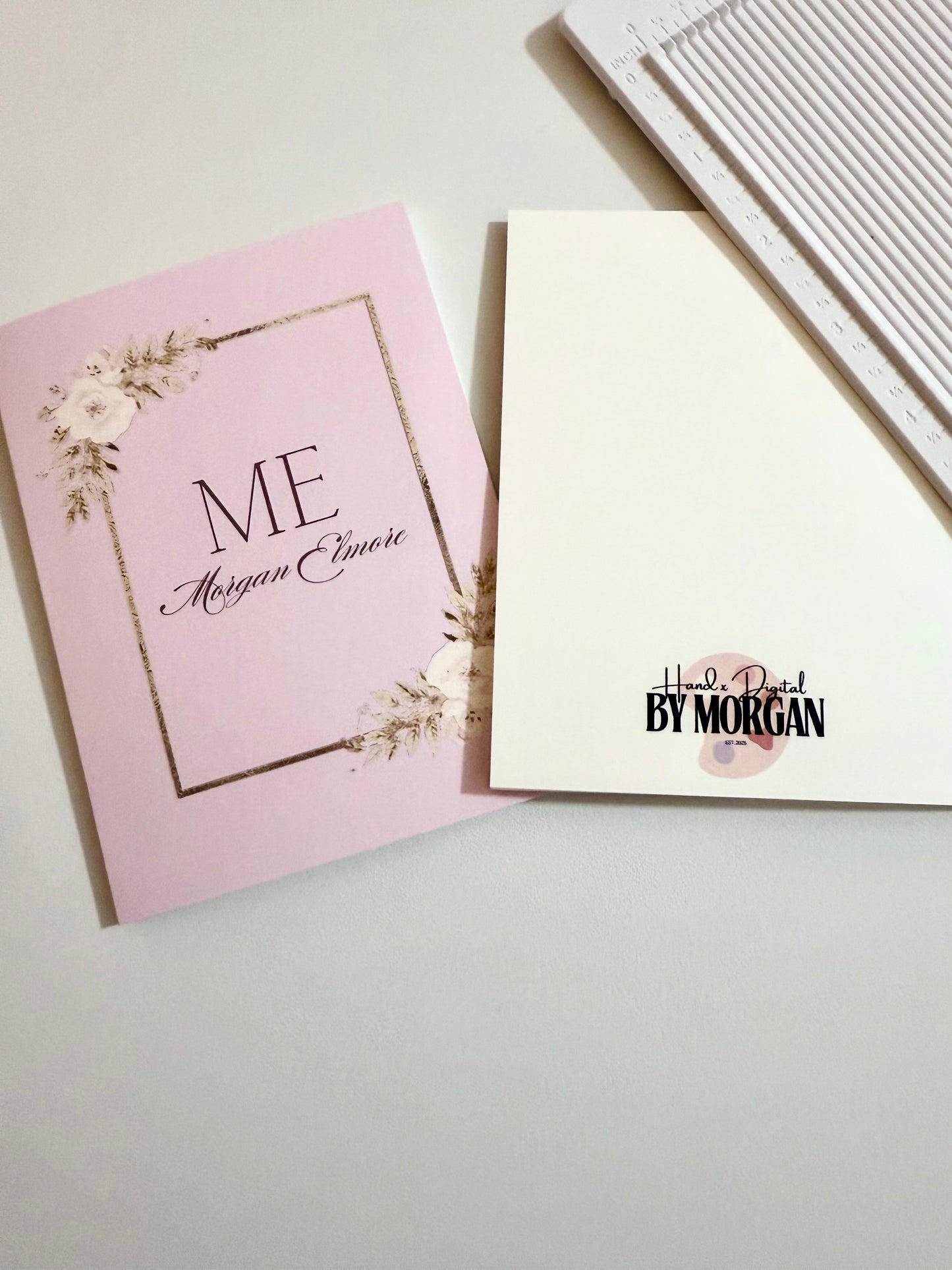 Personalized Floral Frame Card Set | Elegant Custom A2 Stationery with Name (15–50 Cards)