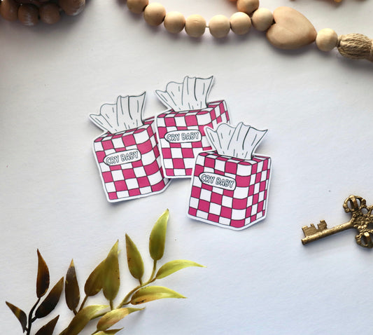 Cry Baby Cute Sticker – Funny Pink Emotional Aesthetic Vinyl Decal