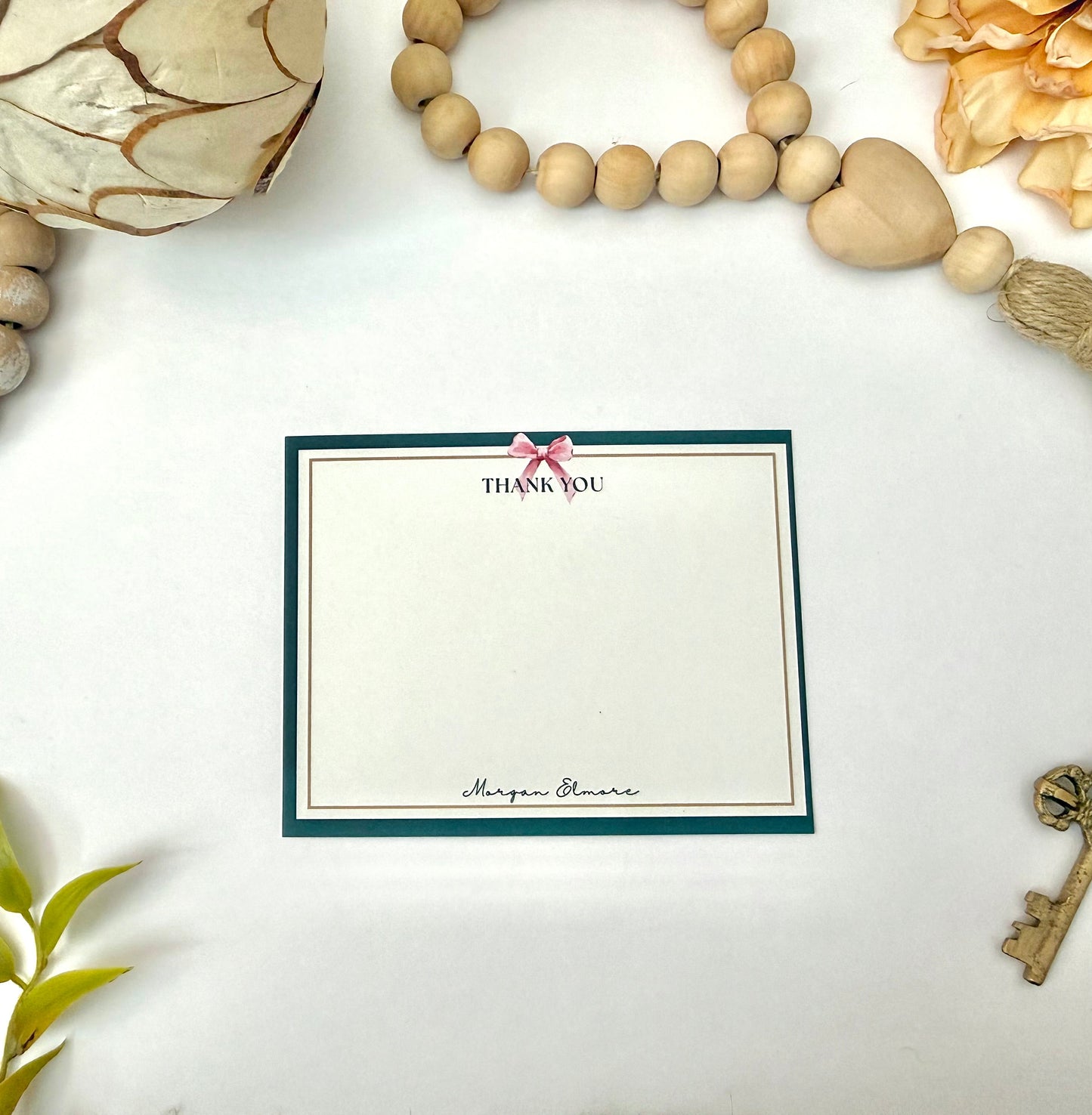 Green Thank You Desk Stationery | Custom Note Sheets