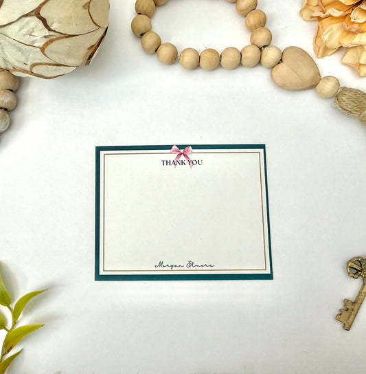 Green Thank You Desk Stationery | Custom Note Sheets