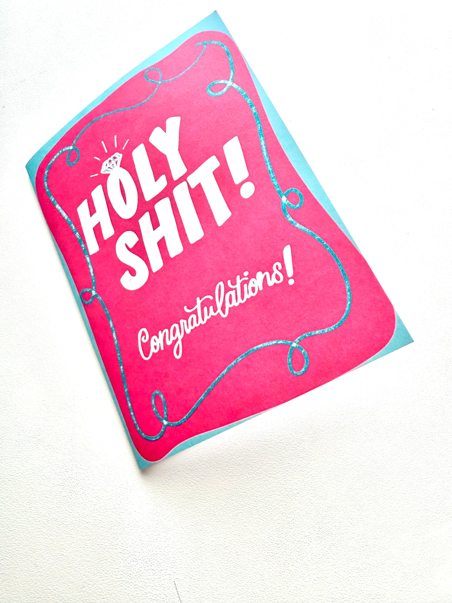 Funny Engagement Card – “Holy Sh*t! Congratulations!” | Bold Modern A2 Congrats Card