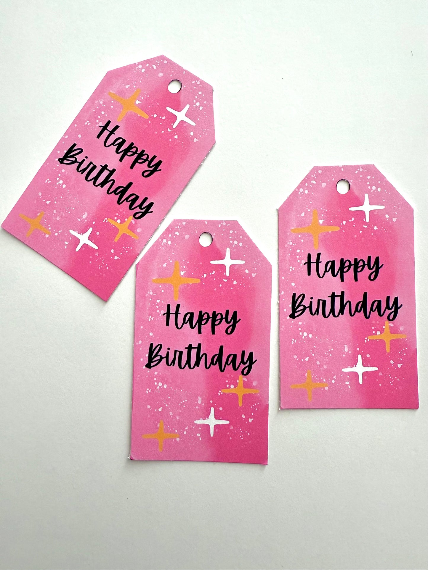 Pink Birthday Gift Tags – Cute Personalized Party Present Tags