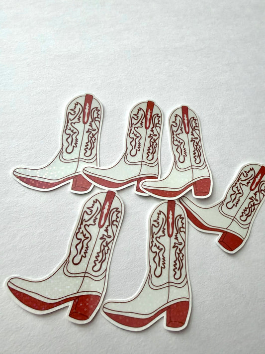 Holographic Cowgirl Boot Sticker | Western Aesthetic Sparkle Vinyl Decal