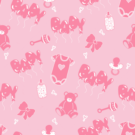 Baby Girl Seamless Pattern - Digital Download PNG