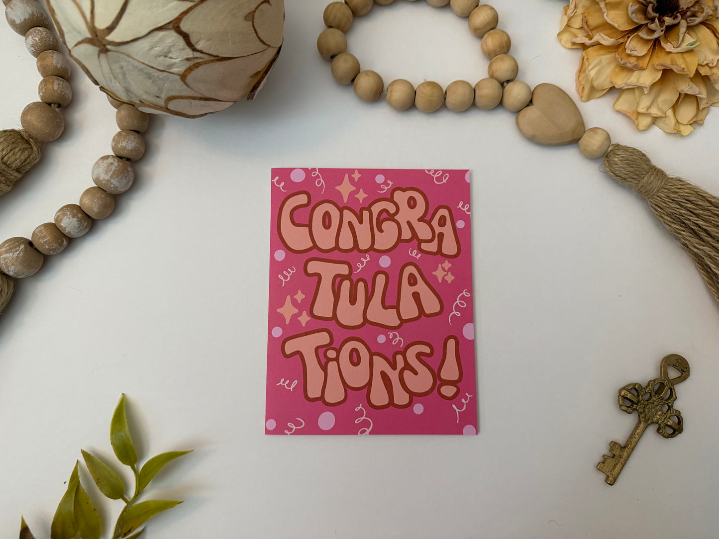 Pink Confetti Congrats Card Set | Bold Celebration A2 Stationery (15–30 Cards with Envelopes)