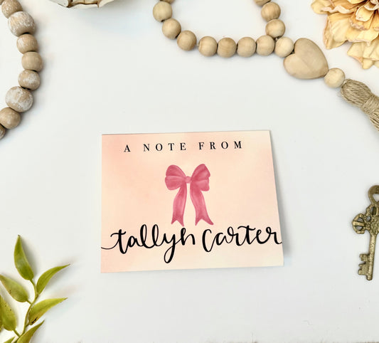 Personalized Bow Stationery Cards – Custom Preppy Monogram Note Cards with Envelopes