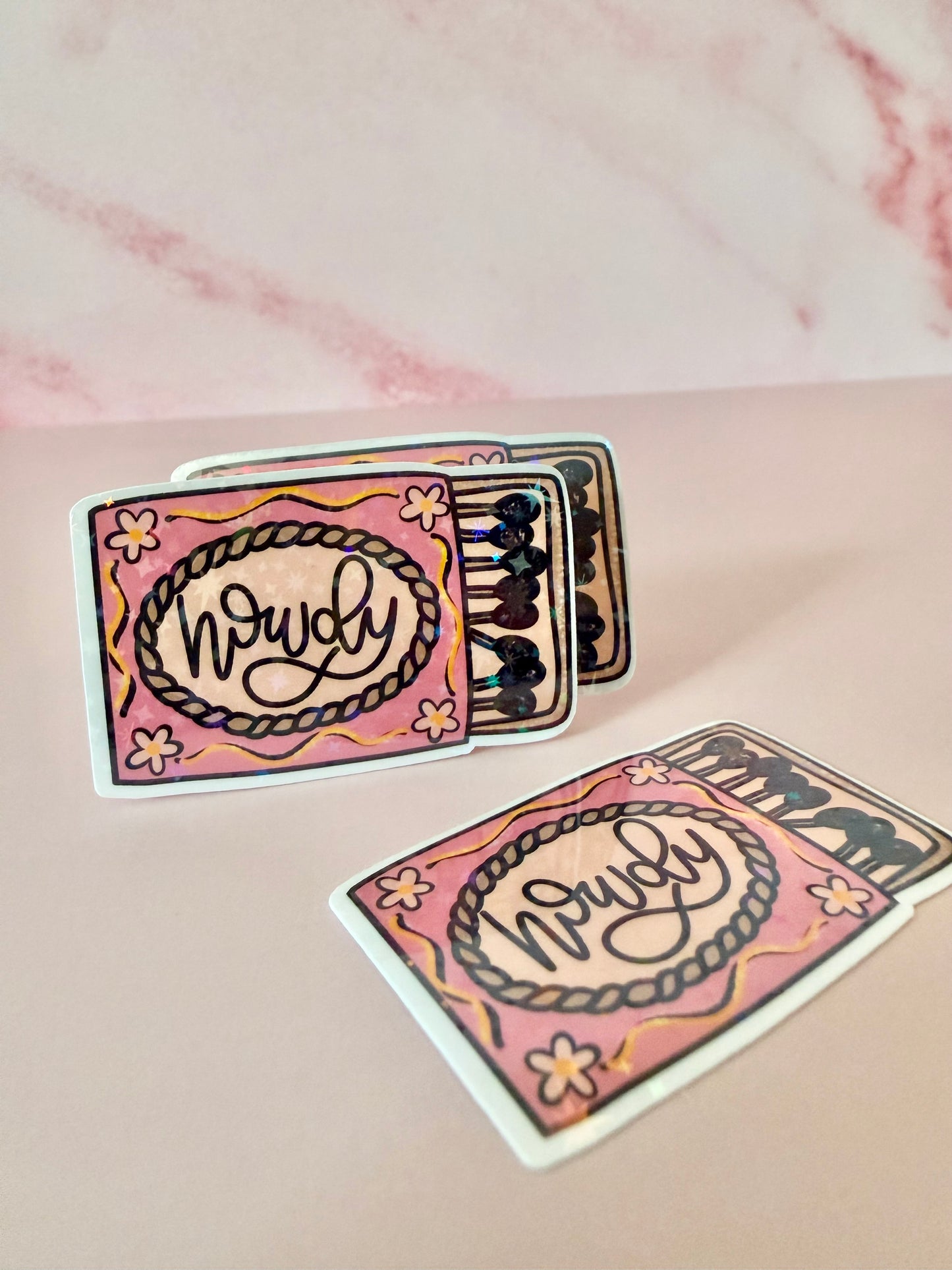 Small Howdy Match Sticker | Holographic Vinyl Sticker |Western Style Sticker
