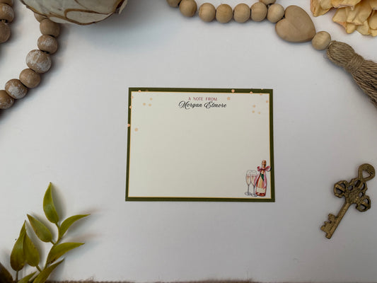 Green Champagne Desk Stationery | Custom Note Sheets