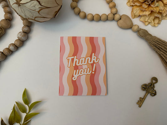Retro Wavy Thank You Card Set | A2 Vintage Flower Stationery (15–30 Cards with Envelopes)