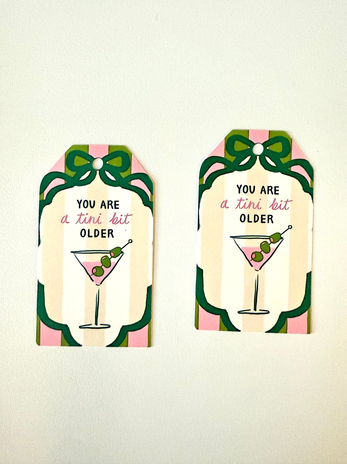 Fun Birthday Gift Tags – “Tini Bit Older” Celebration Tags