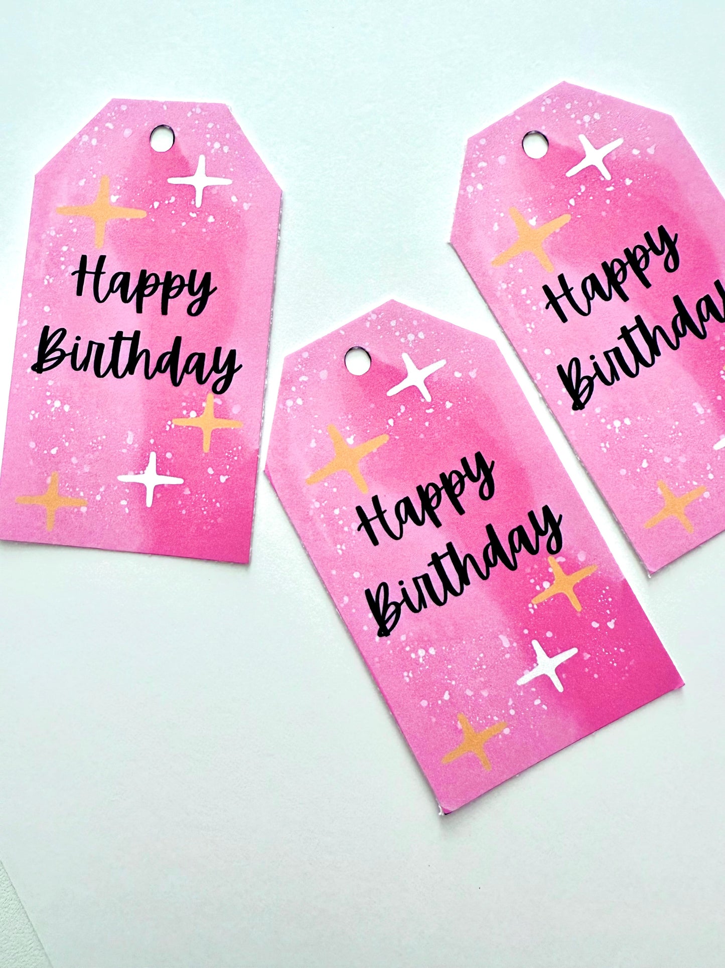 Pink Birthday Gift Tags – Cute Personalized Party Present Tags